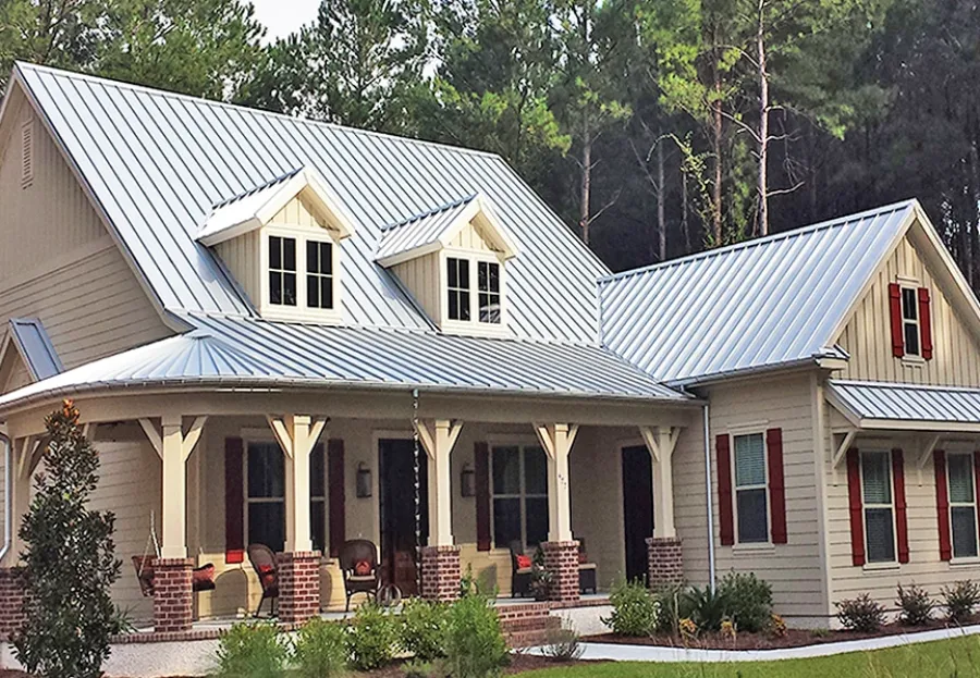 a house with a large front yard