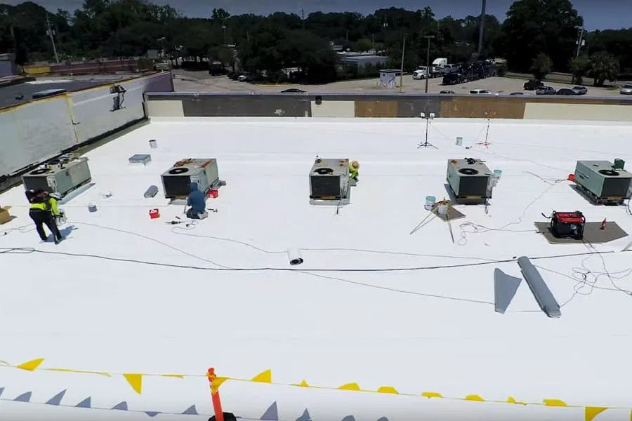 a group of people working on a construction site