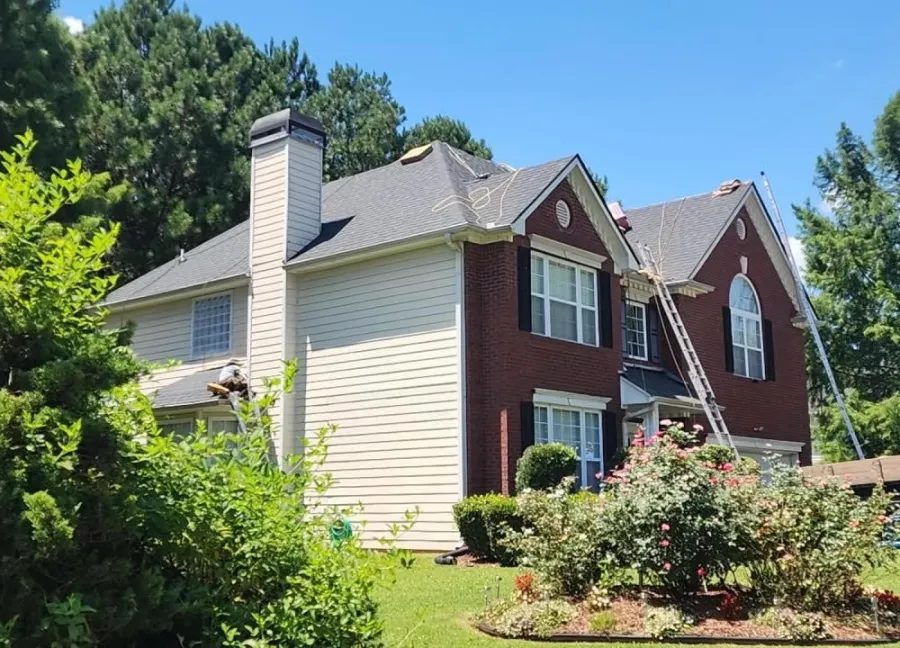 a house with a large front yard