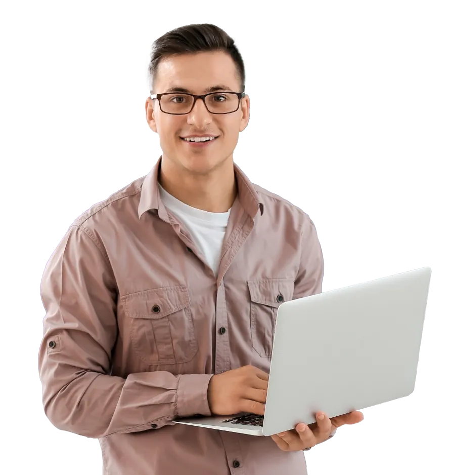 a person holding a laptop