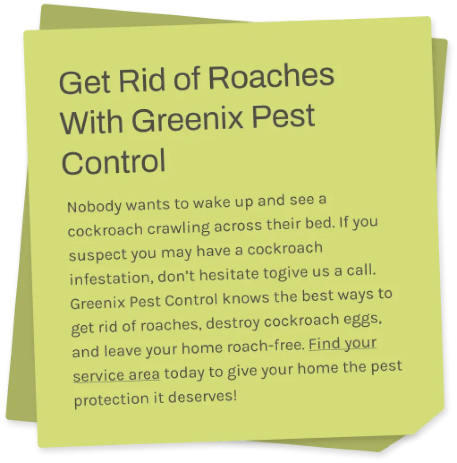 a sticky note with information about cockroaches