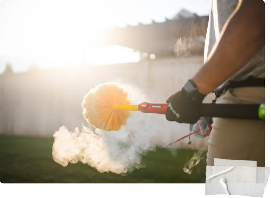 a person spraying a fire
