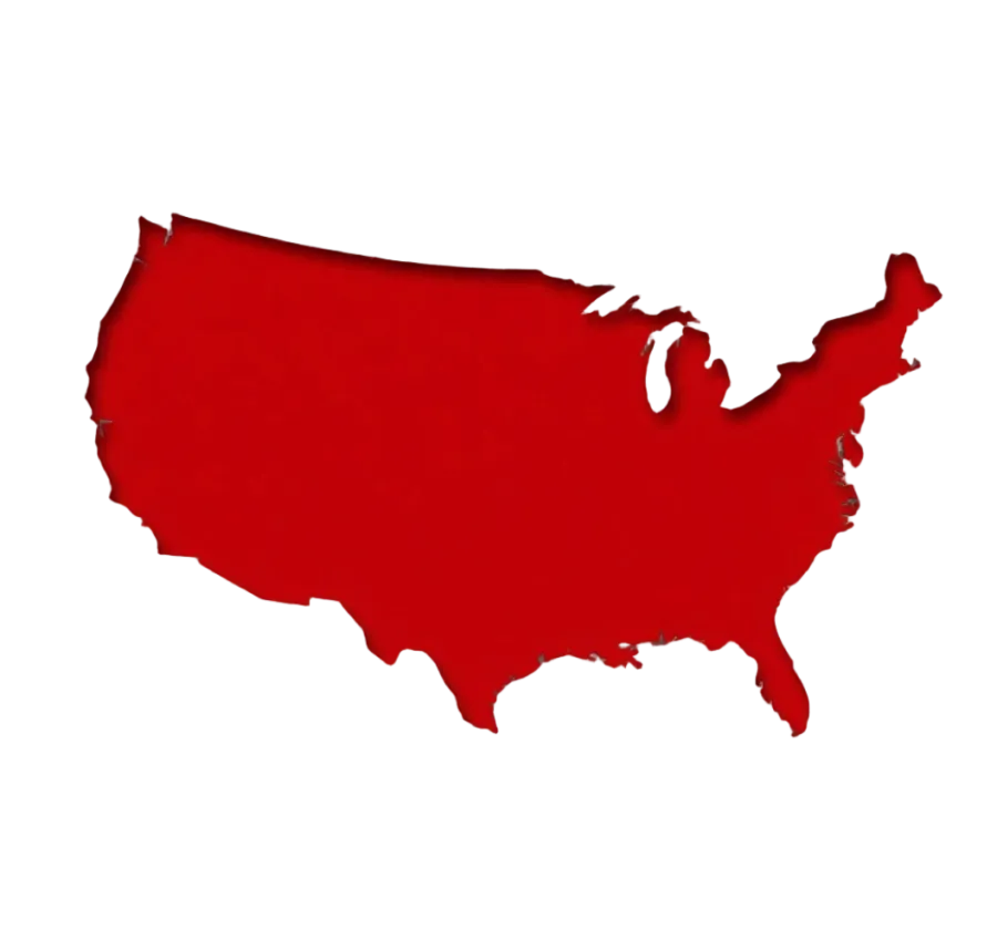 Red silhouette of the contiguous United States map on a transparent background.