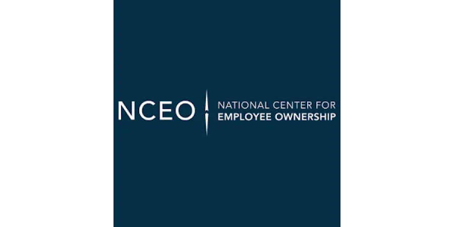 Logo of National Center for Employee Ownership with acronym NCEO on dark blue background