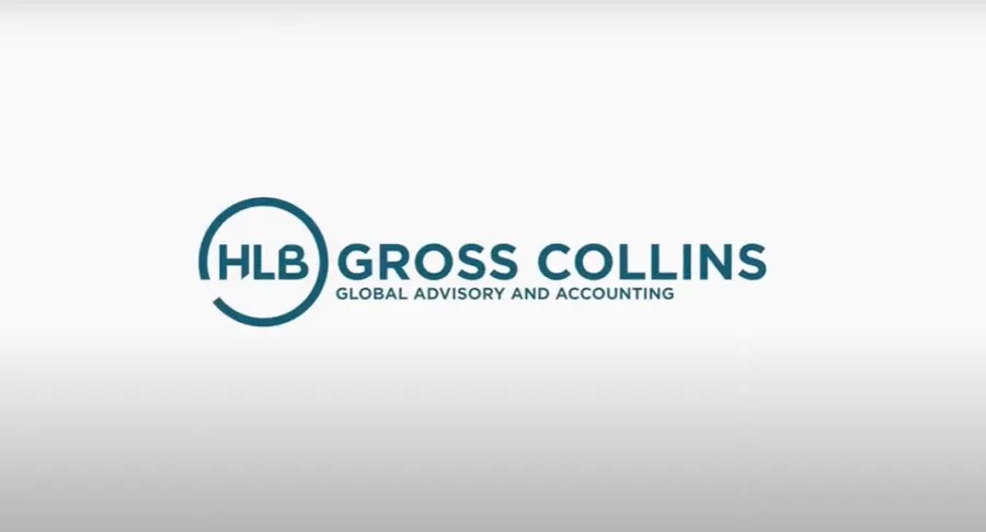 HLB Gross Collins logo with blue text and circle symbol on white background representing global advisory and accounting.