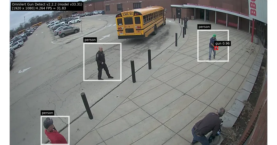 Omnilert Visual Weapons Detection system detection a gun at a School