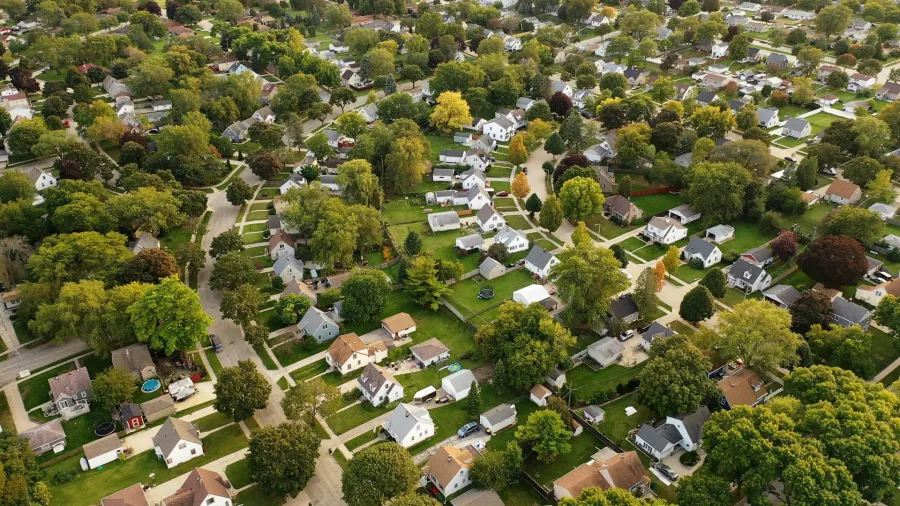 aerial view of a neighborhood