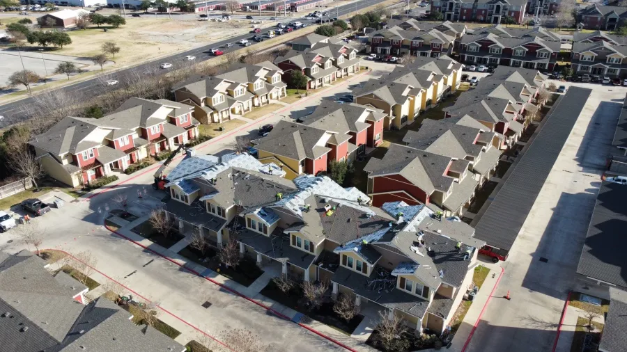 a high angle view of a town