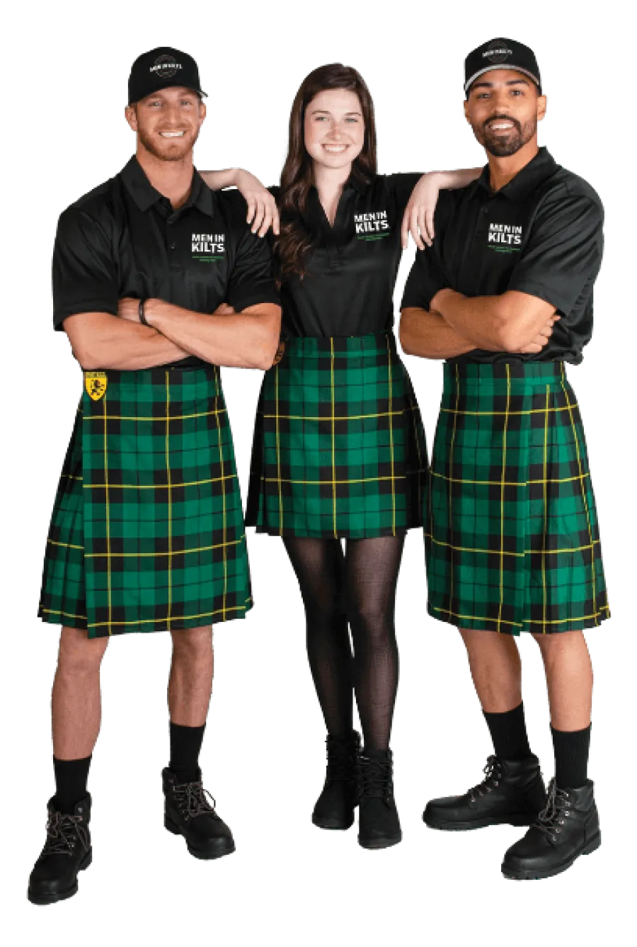 a group of people wearing kilts