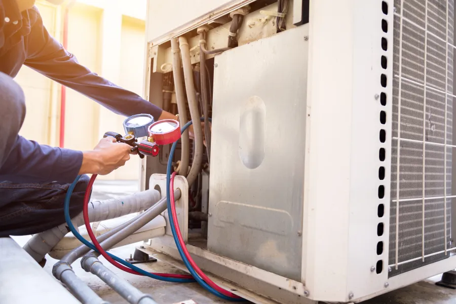a person working on a machine