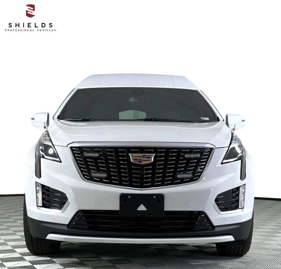 Front view of a Cadillac XT5 showcasing stylish design and sleek features.