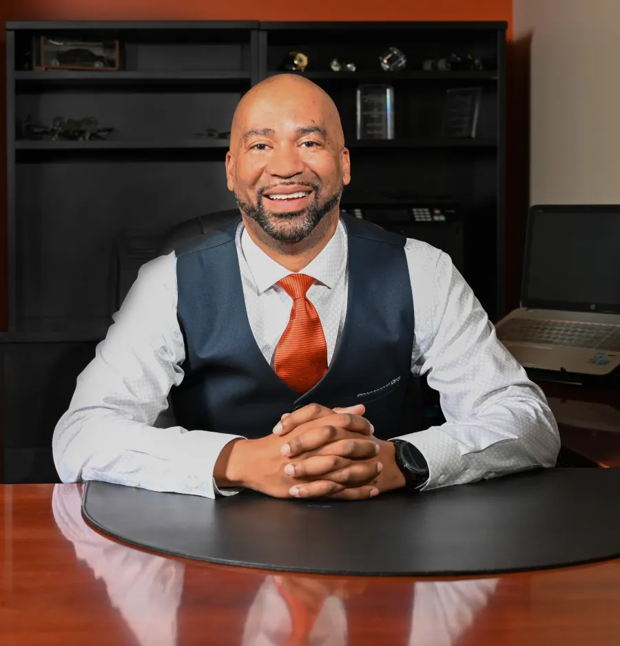 a man sitting at a desk