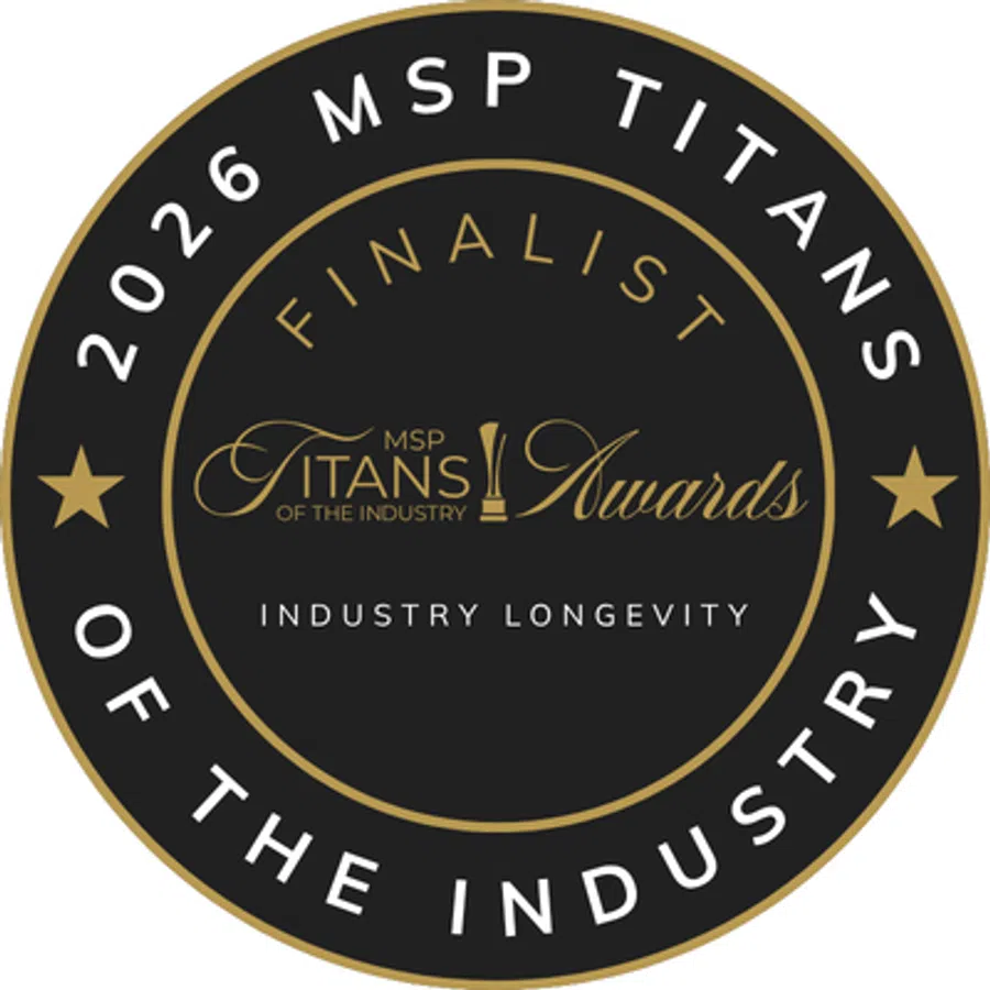 2026 MSP Titans of the Industry Awards finalist badge for industry longevity in black and gold design