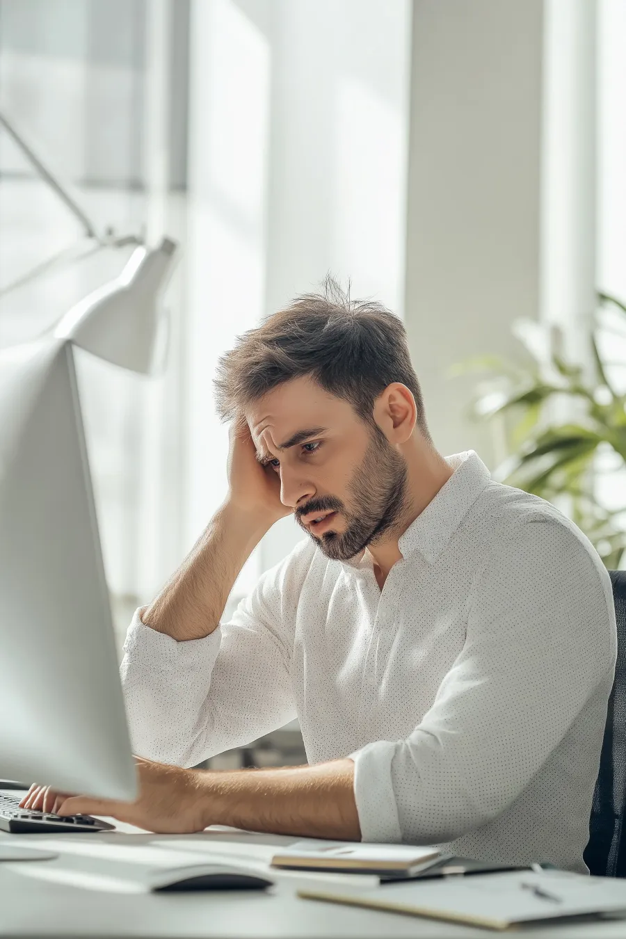 a man sitting at a desk