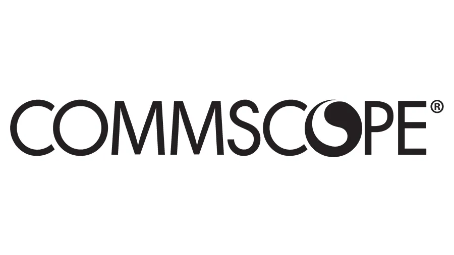 COMMSCOPE logo with stylized black text and circular icon on white background