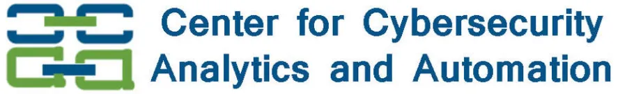 Logo of Center for Cybersecurity Analytics and Automation with interconnected chain links in blue and green.