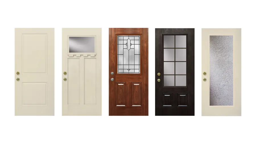 a row of wooden doors