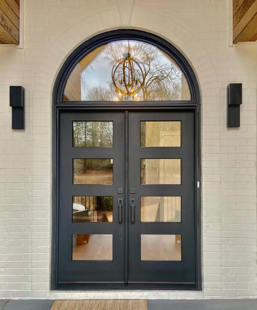 a door with a glass window