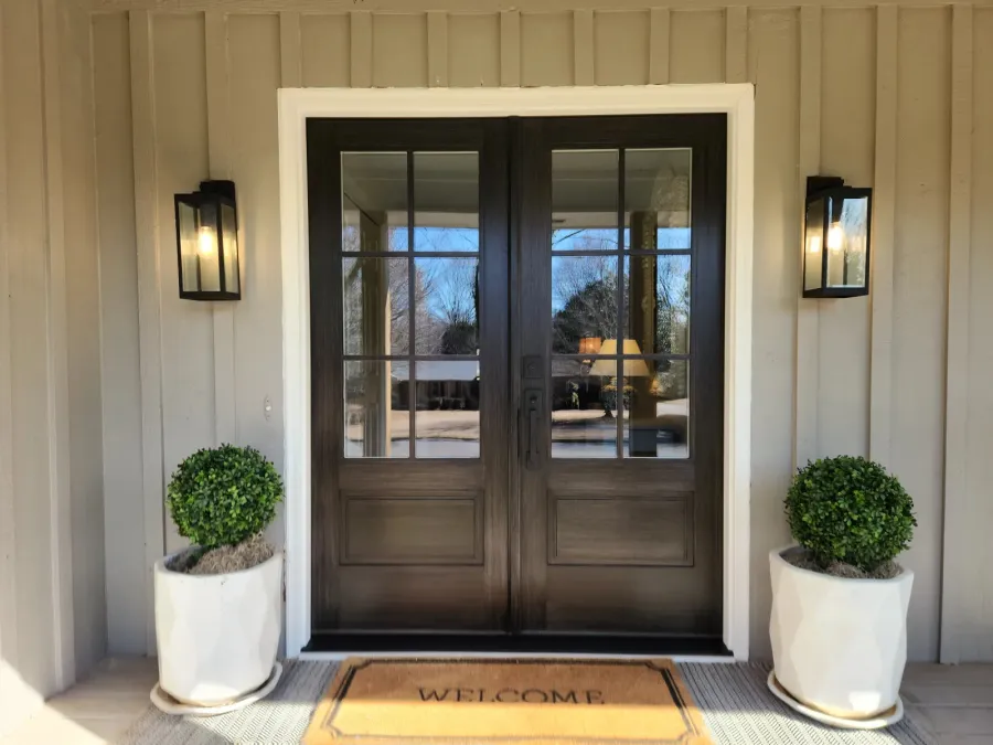 a door with a glass window