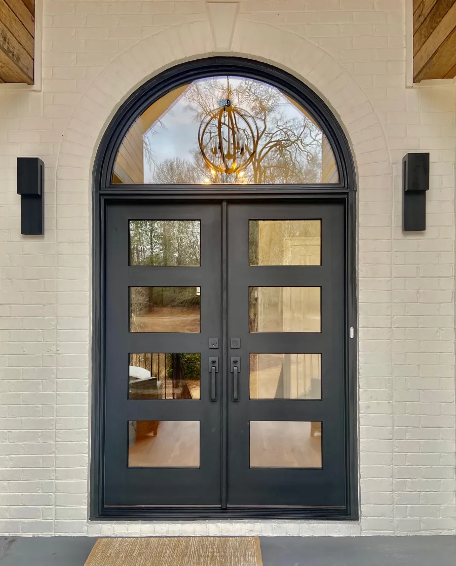 a door with a glass window