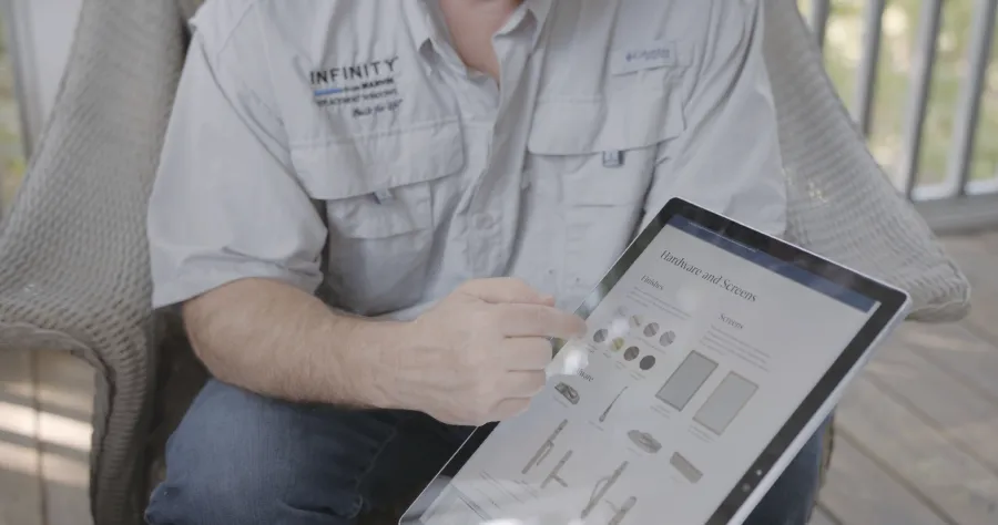 a person holding a tablet