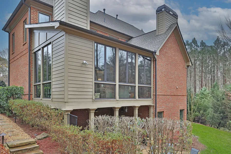 a house with a brick front yard