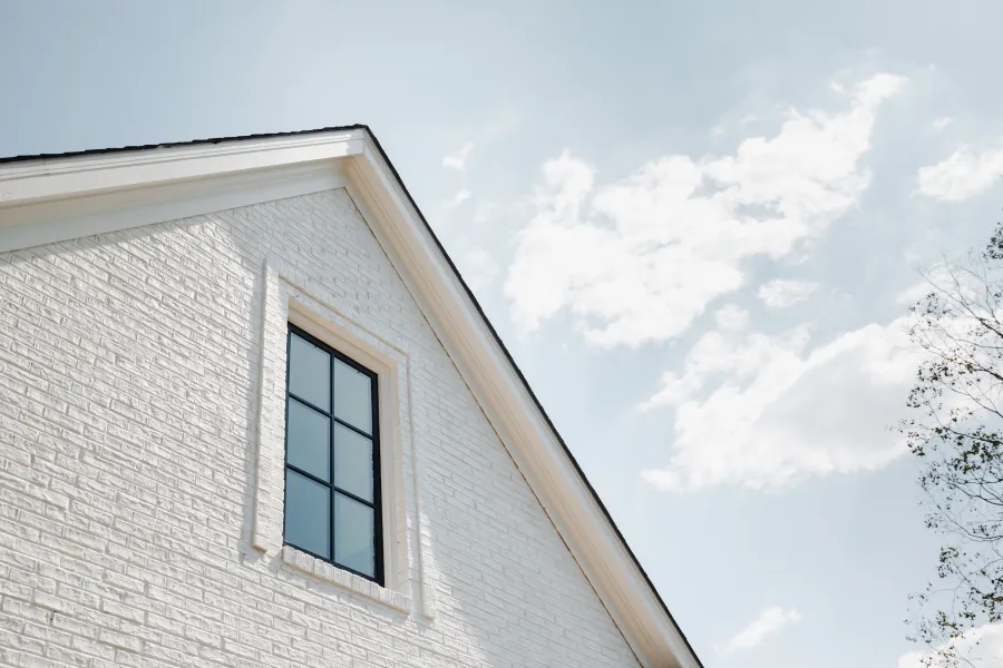 a white building with a window