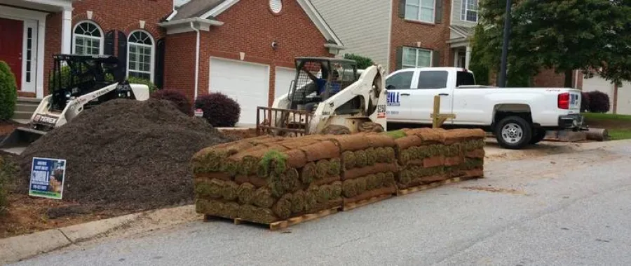a picture of pallets of sod in canton, ga