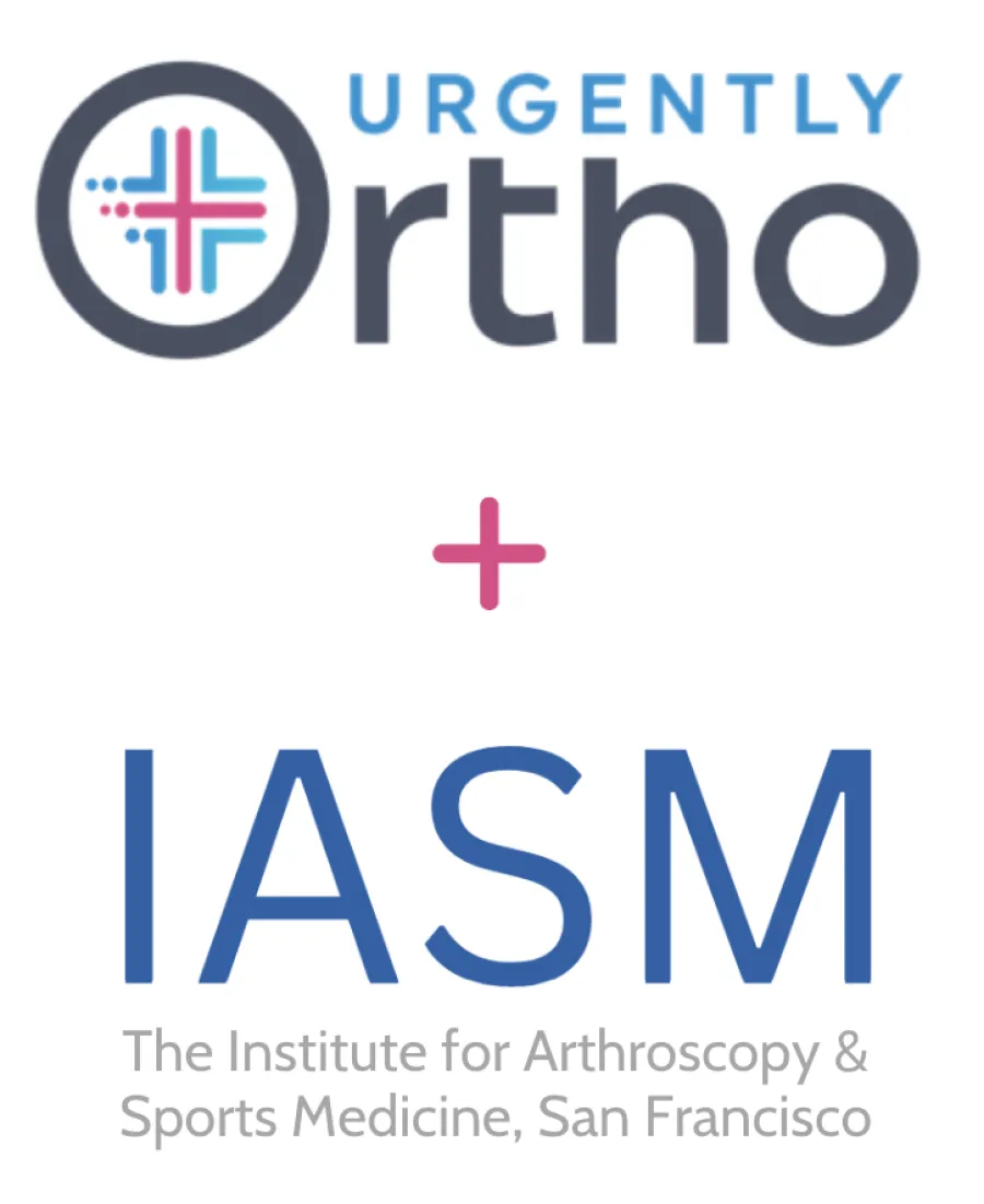 Urgently Ortho and IASMs logos with text about The Institute for Arthroscopy and Sports Medicine San Francisco