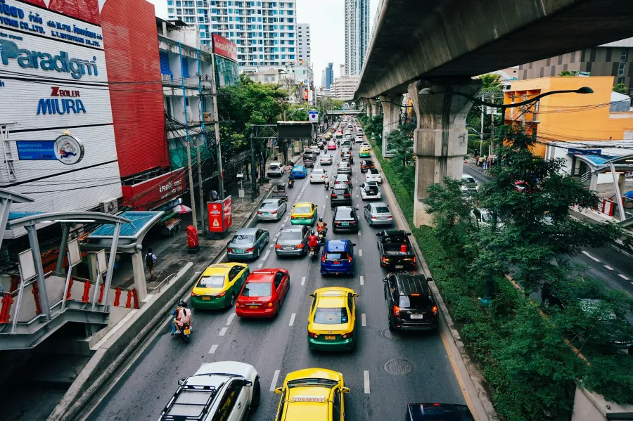 a busy street with cars