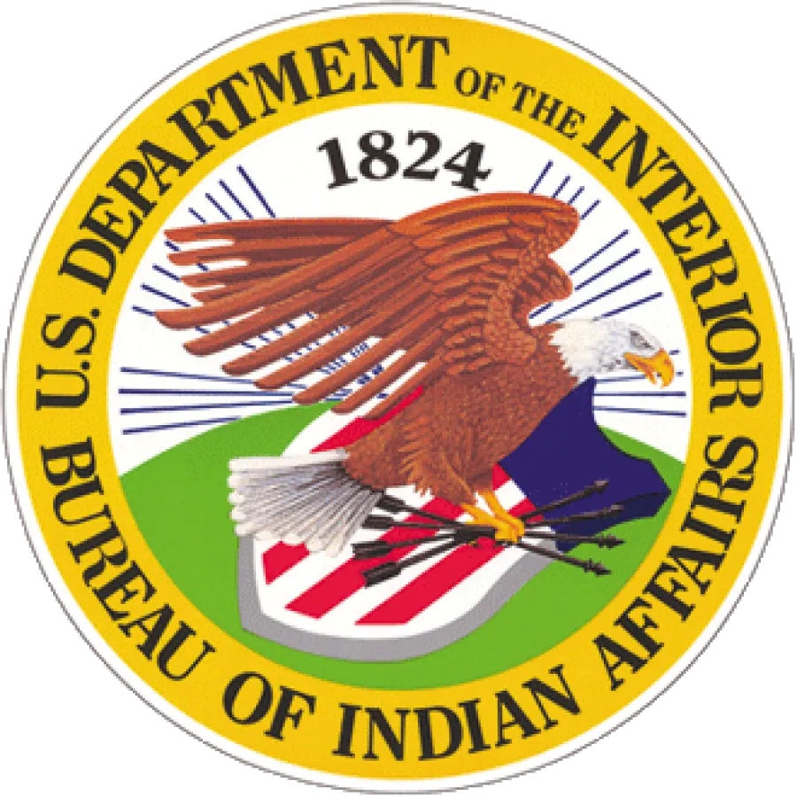 Seal of U.S. Department of the Interior Bureau of Indian Affairs with eagle, arrows, and shield, dated 1824