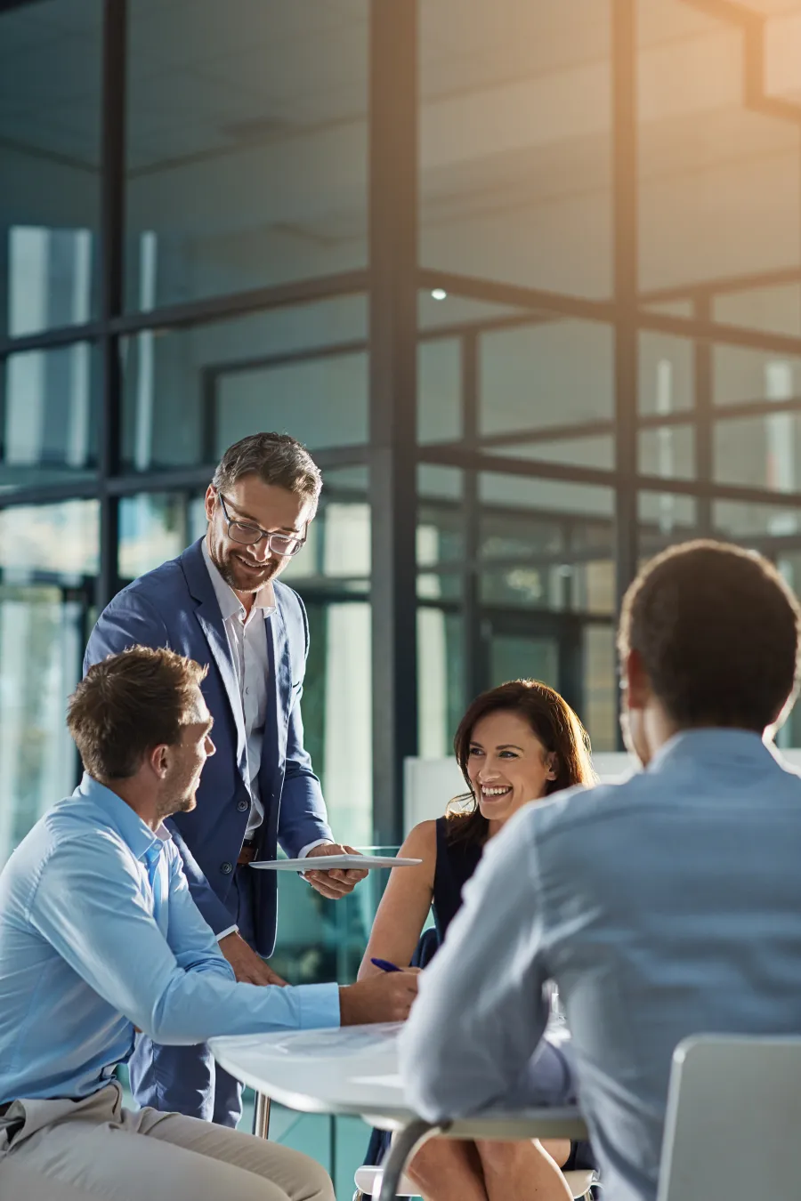 a group of people having a discussion