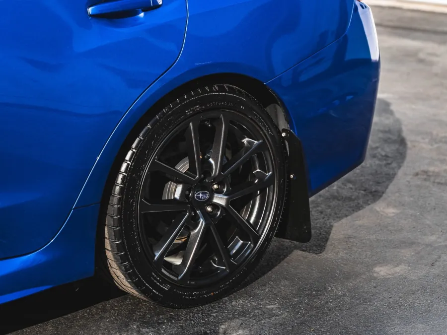 a blue car parked