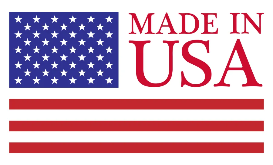 Made in USA label with stars and stripes symbolizing American manufacturing and patriotism