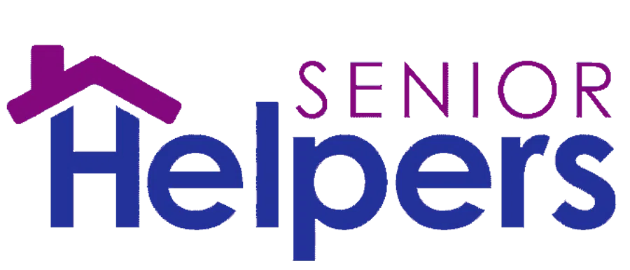 Senior Helpers logo with purple house icon integrated into blue text for senior care services.