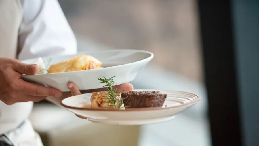 a person holding a plate of food