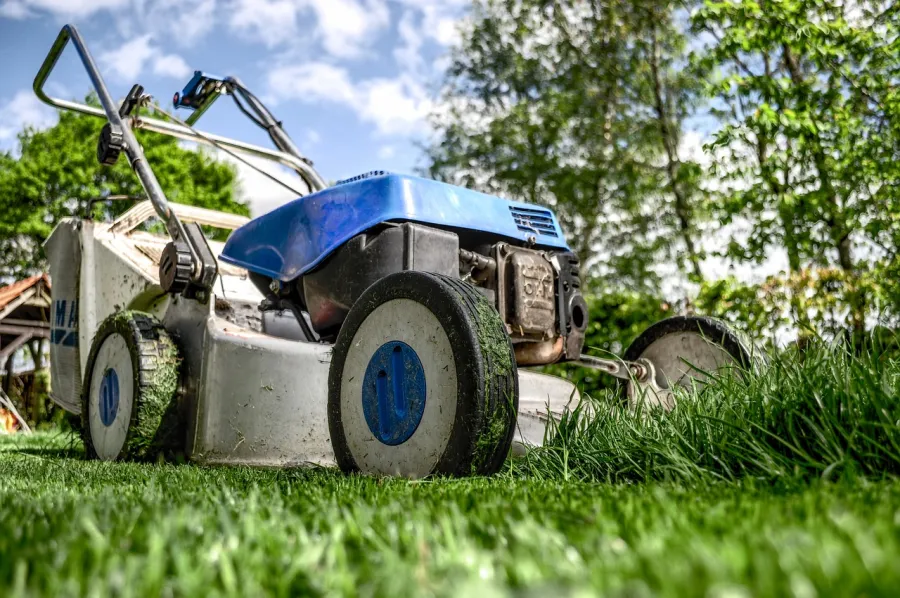 a tractor in the grass