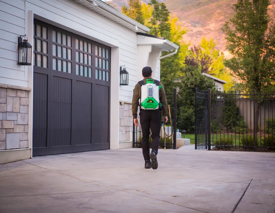 a man walking outside a building