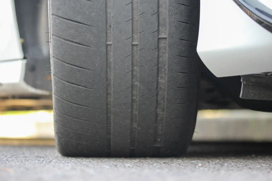 a close up of a tire