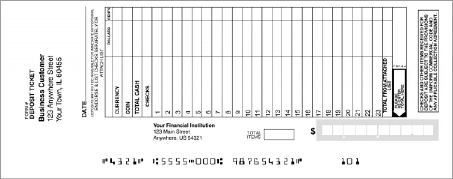 deposit ticket