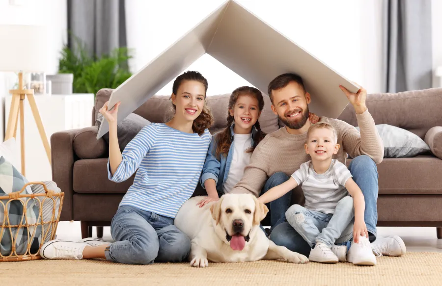 a family posing for a picture