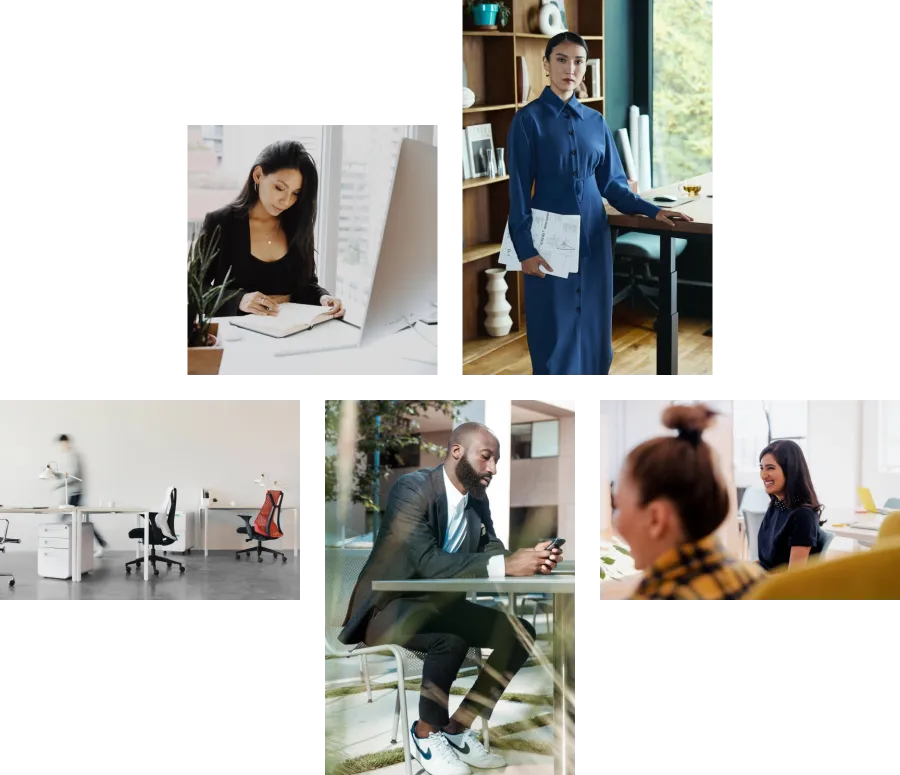 a collage of people working