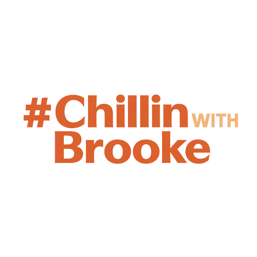 Orange and beige text hashtag #ChillinWithBrooke on a transparent background