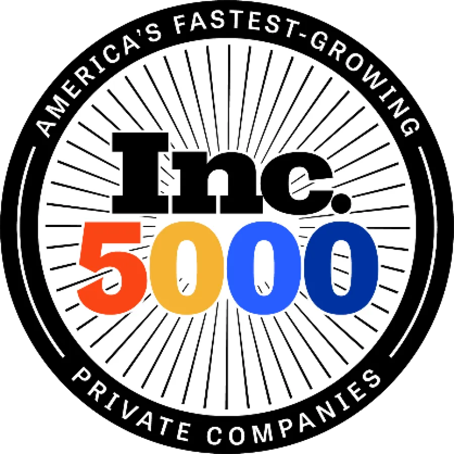 Inc. 5000 logo with colorful numbers highlighting America's fastest-growing private companies.