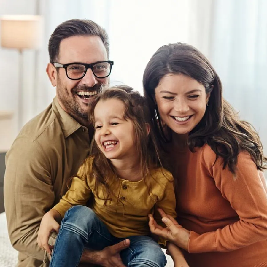 a family posing for a picture