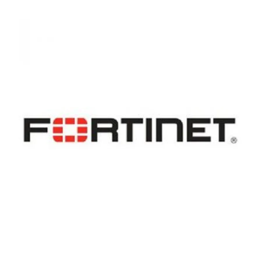 Fortinet logo with black text and a red segmented square replacing the letter O on a white background