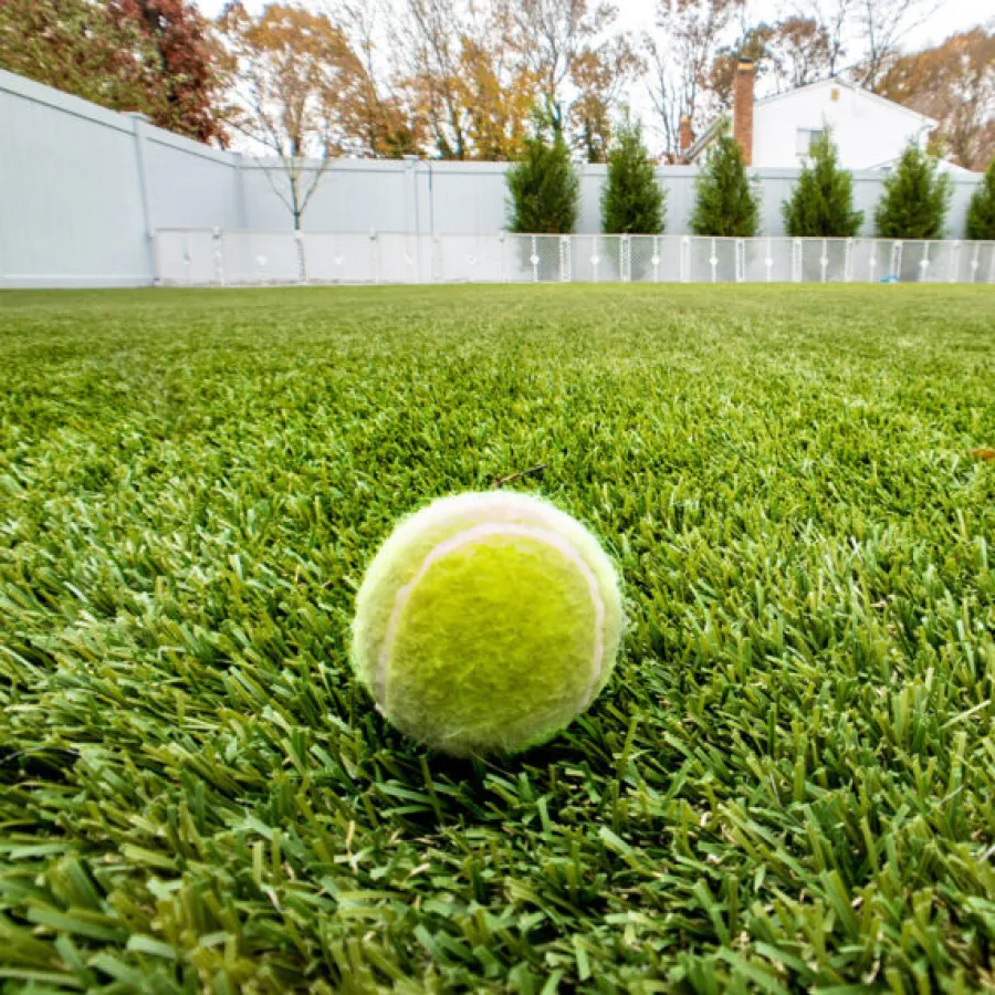 a tennis ball on grass