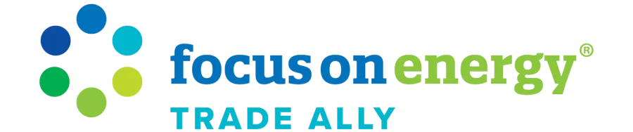Focus on Energy Trade Ally logo with blue and green circular design and text.