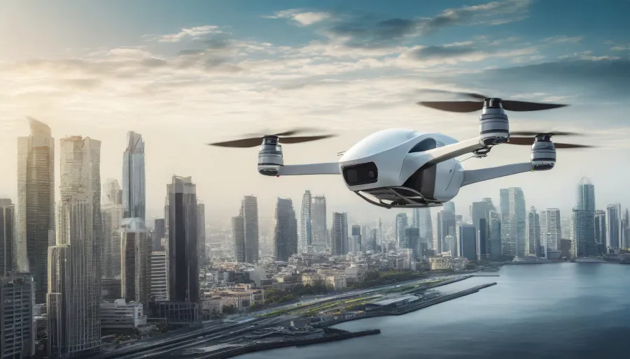 a plane flying over a city