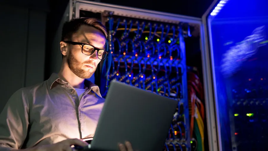 a man using a laptop